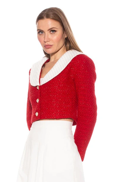 Shop Alexia Admor Clementine Tweed Crop Jacket In Red