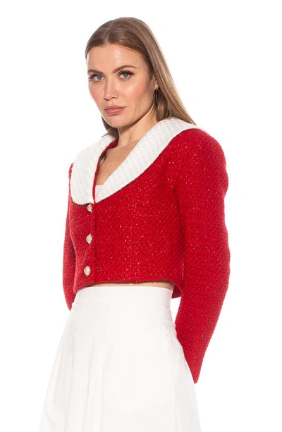Alexia Admor Clementine Tweed Crop Jacket In Red