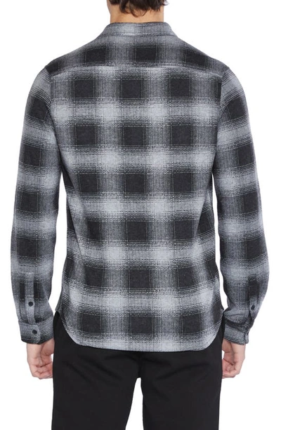 Shop Civil Society Reed Knit Plaid Button Front Shirt In Black