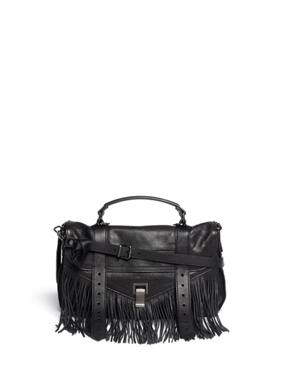 Shop Proenza Schouler 'ps1' Medium Fringe Leather Satchel