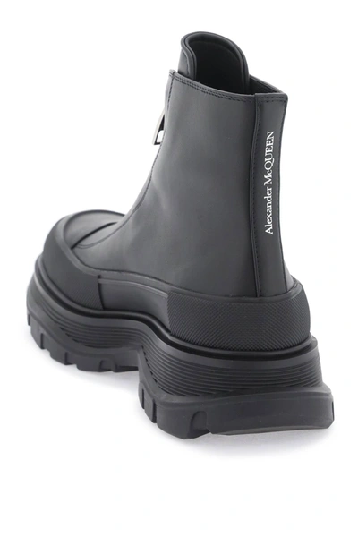 Shop Alexander Mcqueen Zip Tread Slick Ankle Boots Women In Black