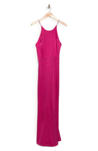 Shop Alice And Olivia Samia Halter Neck Fishtail Gown In Raspberry