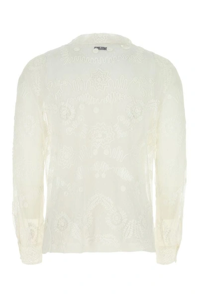 Shop Bode Man Embroidered Mesh Shirt In White