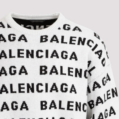 Shop Balenciaga All-over Crewneck Sweater In White