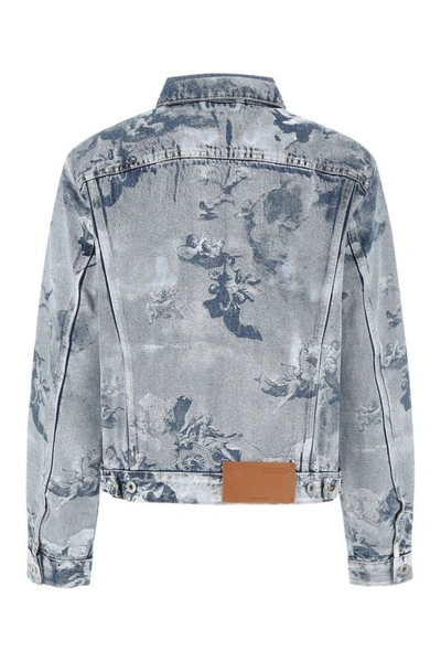 Shop Off-white Off White Woman Printed Denim Jacket In Multicolor