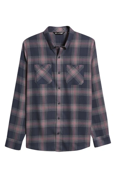 Shop Travismathew Cloud Plaid Flannel Button-up Shirt In Total Eclipse/ Flint