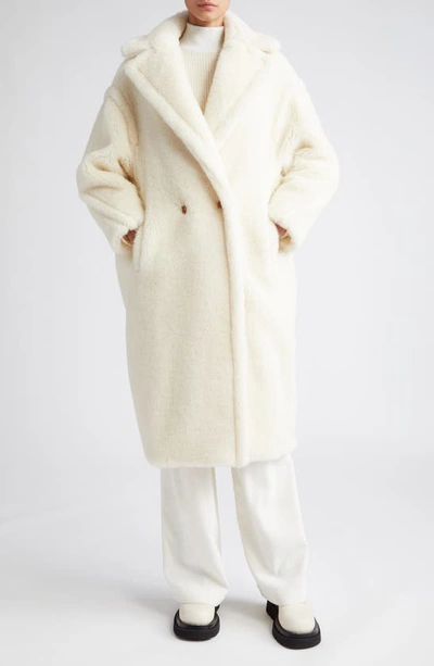 Shop Max Mara Tedgirl Oversize Double Breasted Alpaca Blend Coat In White