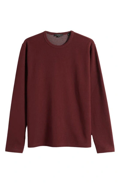 Shop Vince Cotton Blend Waffle Knit Top In Sonoma Red/ Medium Grey