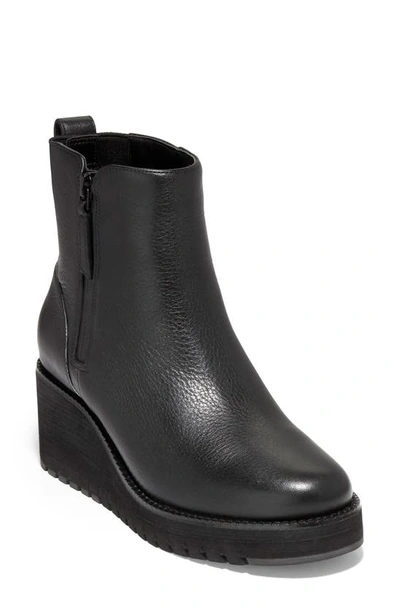 Shop Cole Haan Zerogrand City Waterproof Wedge Bootie In Black/ Black Wp