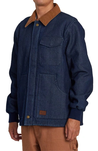 Shop Rvca Chainmail Plus Worker Jacket In Indigo Cord