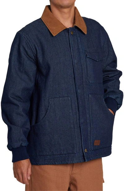 Shop Rvca Chainmail Plus Worker Jacket In Indigo Cord