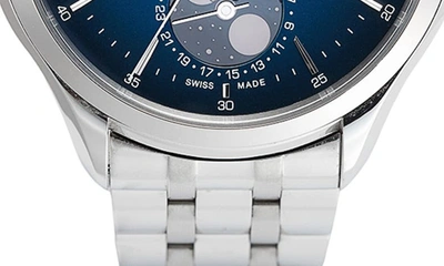 Baume & Mercier Clifton Automatic Moon Phase Bracelet Watch, 42mm In Lacquered Blue