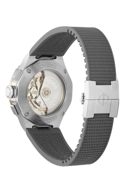 Shop Baume & Mercier Riviera 10722 Rubber Strap Automatic Chronograph Watch, 43mm In Slate-grey