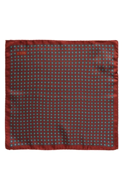 Shop Eton Geometric Silk Pocket Square In Medium Brown