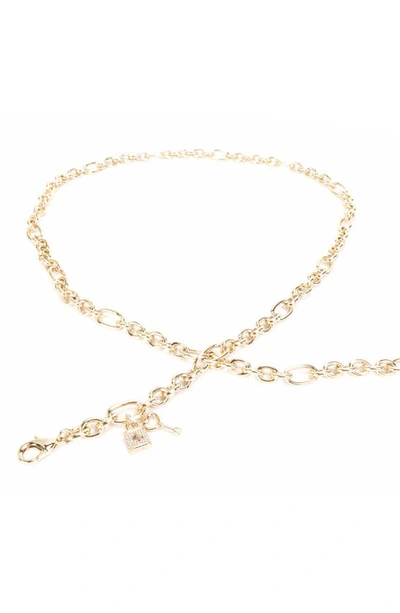 Kate Spade Lock & Key Chain Belt In Pale Polished Gold