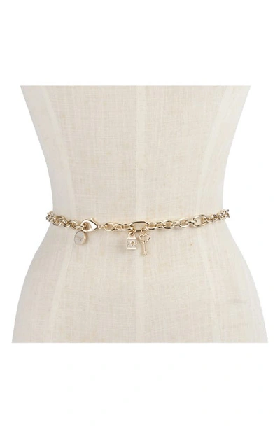 Kate Spade Lock & Key Chain Belt In Pale Polished Gold