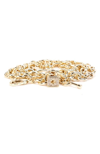 Kate Spade Lock & Key Chain Belt In Pale Polished Gold