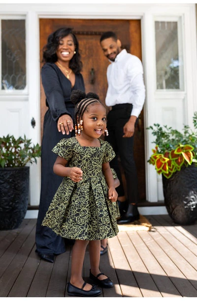 Shop Nordstrom Matching Family Moments Metallic Jacquard Dress With Bloomers In Black- Gold Outline Floral