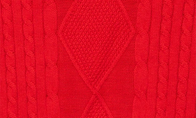 Shop Brooks Brothers Kids' Cable Cotton Crewneck Sweater In Red