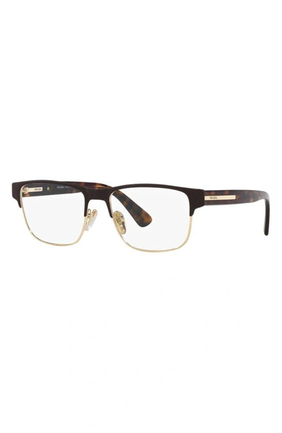 Prada 55mm Square Optical Glasses In Matte Brown