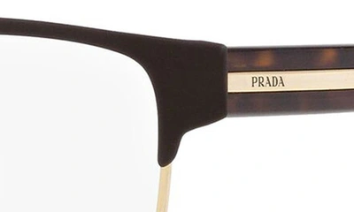 Prada 55mm Square Optical Glasses In Matte Brown