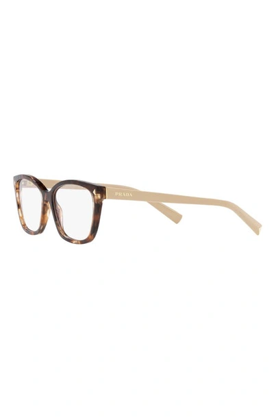 Prada 53mm Rectangular Optical Glasses In Caramel