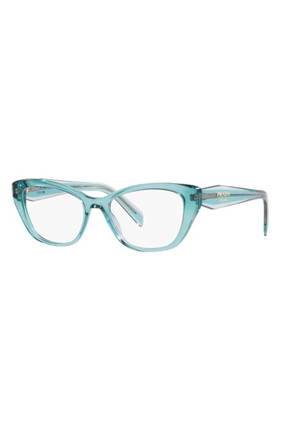 Prada 52mm Cat Eye Optical Glasses In Crystal