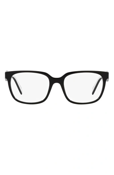 Prada 52mm Rectangular Optical Glasses In Black