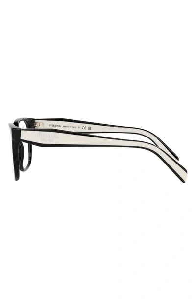Prada 52mm Rectangular Optical Glasses In Black