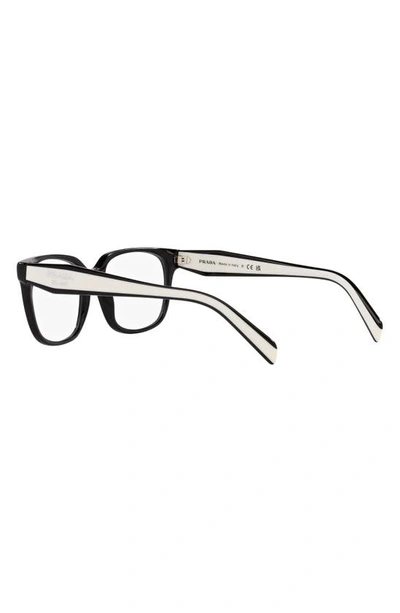 Prada 52mm Rectangular Optical Glasses In Black