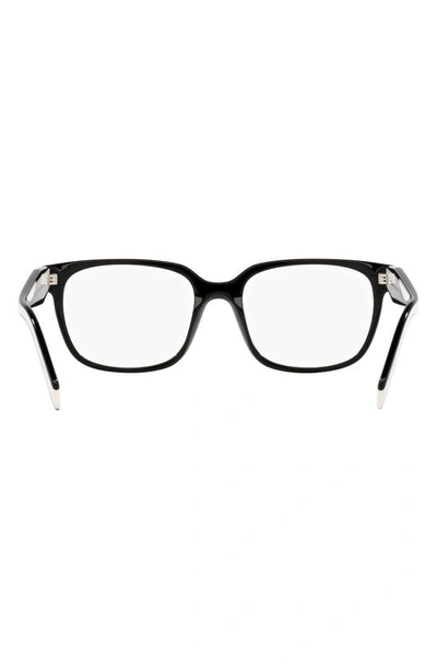 Prada 52mm Rectangular Optical Glasses In Black