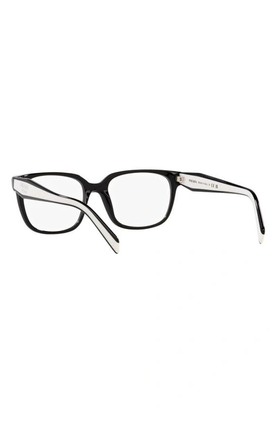 Prada 52mm Rectangular Optical Glasses In Black