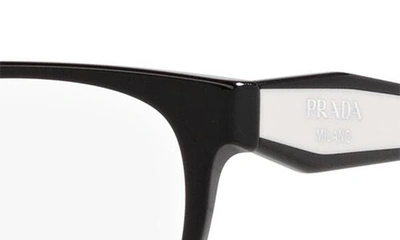 Prada 52mm Rectangular Optical Glasses In Black