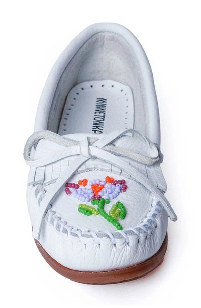 Minnetonka Ziigwan Waabigwan Driving Shoe In White