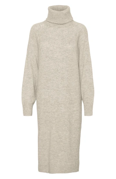 Shop Vero Moda Daniela Turtleneck Long Sleeve Sweater Dress In Birch Detail W Melange