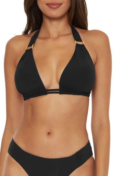 Shop Becca Color Code D-cup Halter Bikini Top In Black