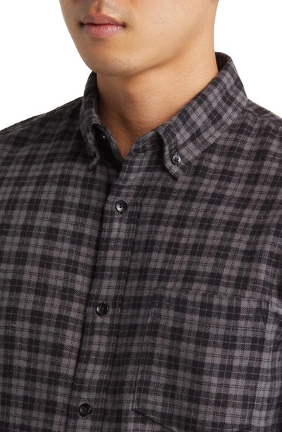 Shop Nordstrom Marcus Trim Fit Check Flannel Button-down Shirt In Grey- Black Marcus Plaid