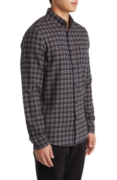 Shop Nordstrom Marcus Trim Fit Check Flannel Button-down Shirt In Grey- Black Marcus Plaid