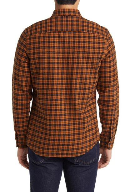 Shop Nordstrom Marcus Trim Fit Check Flannel Button-down Shirt In Rust Pecan-black Marcus Check