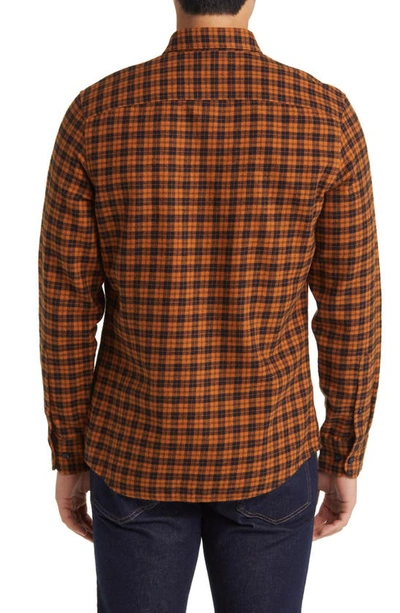 Nordstrom Marcus Trim Fit Check Flannel Button-down Shirt In Rust Pecan-black Marcus Check