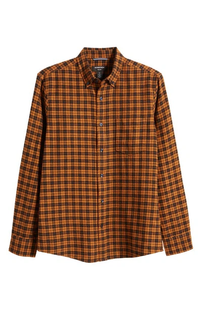 Shop Nordstrom Marcus Trim Fit Check Flannel Button-down Shirt In Rust Pecan-black Marcus Check