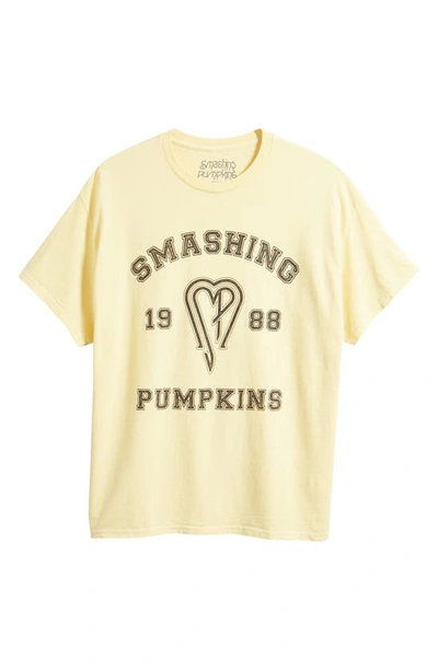 Shop Merch Traffic Smashing Pumpkins 1988 Graphic T-shirt In Light Yellow Pigment Wash