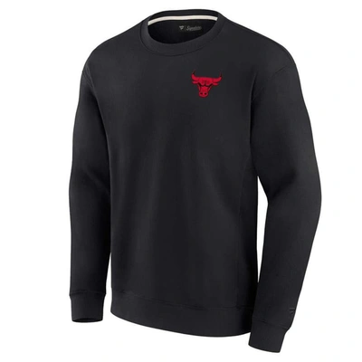 Fanatics Signature Unisex  Black Chicago Bulls Super Soft Fleece Oversize Arch Crew Pullover Sweatshi In Black