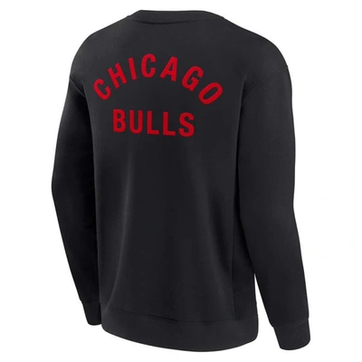 Fanatics Signature Unisex  Black Chicago Bulls Super Soft Fleece Oversize Arch Crew Pullover Sweatshi In Black