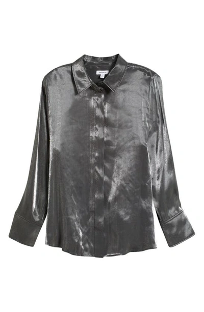 Shop Nordstrom Oversize Shine Shirt In Metallic Silver