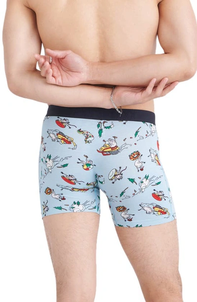 Saxx Vibe Super Soft Slim Fit Boxer Briefs In Totally Tubular- Fog Blue