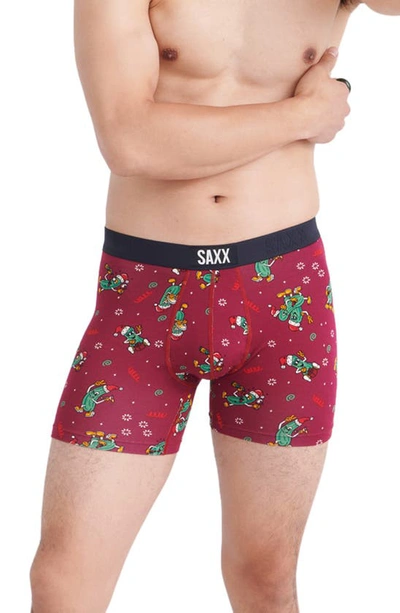 Shop Saxx Vibe Supersoft Slim Fit Performance Boxer Briefs In Pickled- Merlot