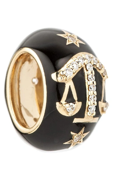 Shop Adina Reyter Zodiac Ceramic & Diamond Bead Charm In Yellow Gold / Libra