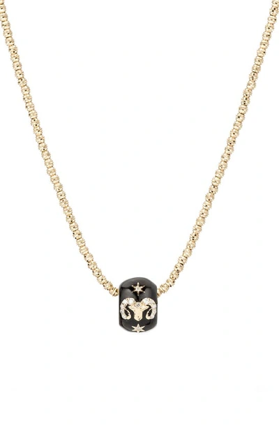Shop Adina Reyter Diamond Zodiac Pendant Necklace In Yellow Gold / Aries
