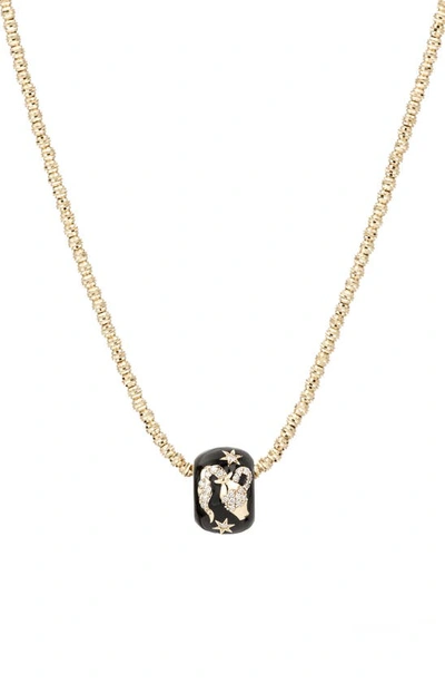 Shop Adina Reyter Diamond Zodiac Pendant Necklace In Yellow Gold / Aquarius